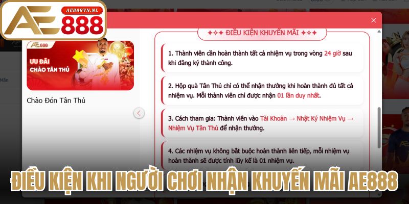 Khuyến Mãi AE888 - Tổng Hợp Ưu Đãi Siêu Khủng 2026 2 Điều kiện khi người chơi nhận khuyến mãi AE888