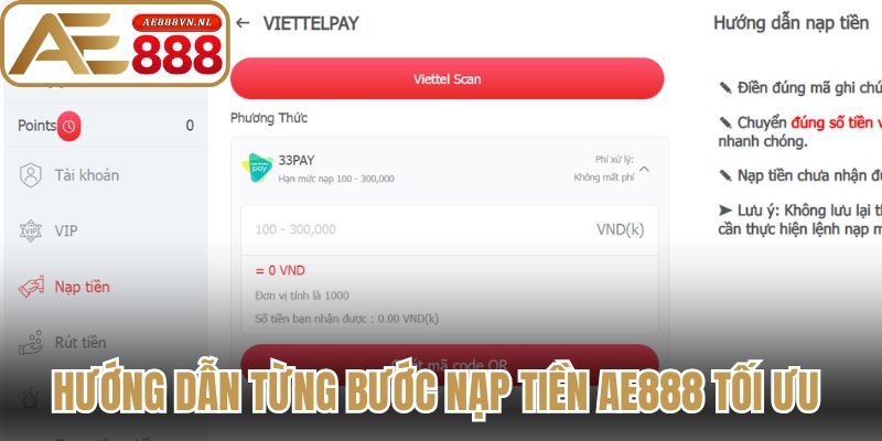 Nạp Tiền AE888 Hướng Dẫn Siêu Tốc An Toàn Cho Bạn Mới 2 Hướng dẫn từng bước nạp tiền AE888 tối ưu nhất